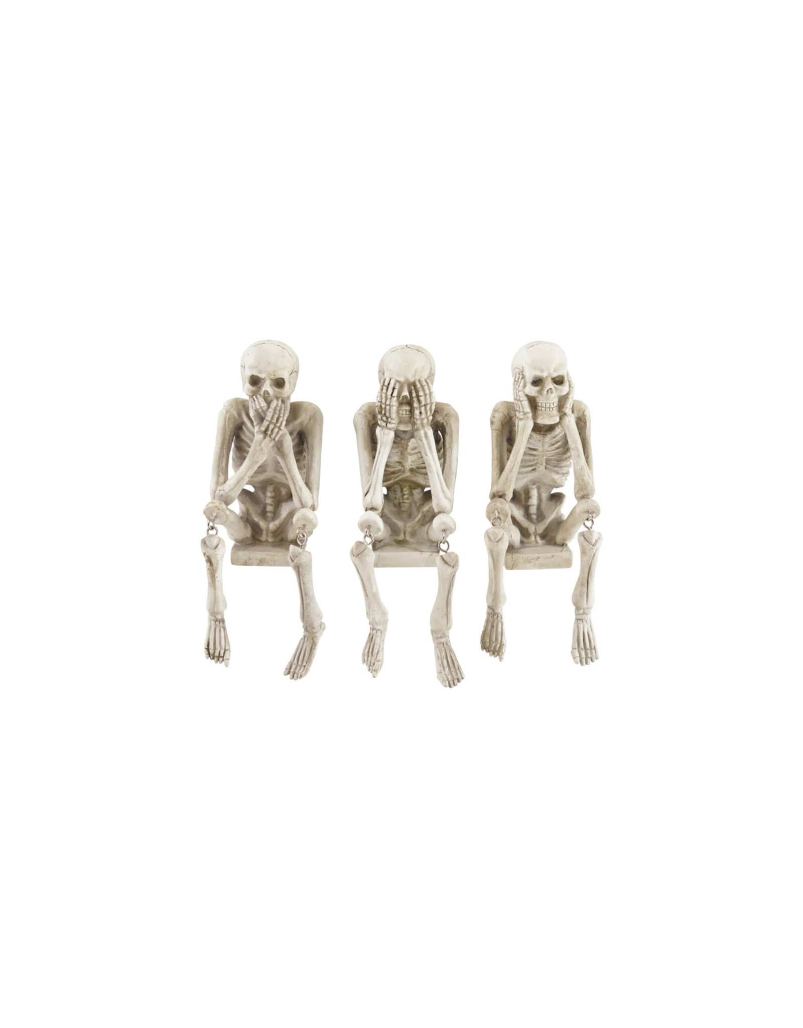 Resin See/Hear/Speak No Evil Skeleton White & Black, 3 Styles