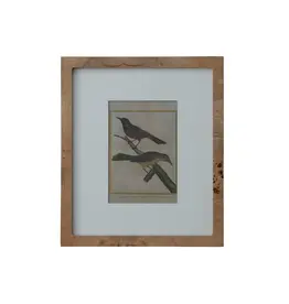 DG2574 MDF & Burl Wood Veneer Photo Frame w White Mat, Natural