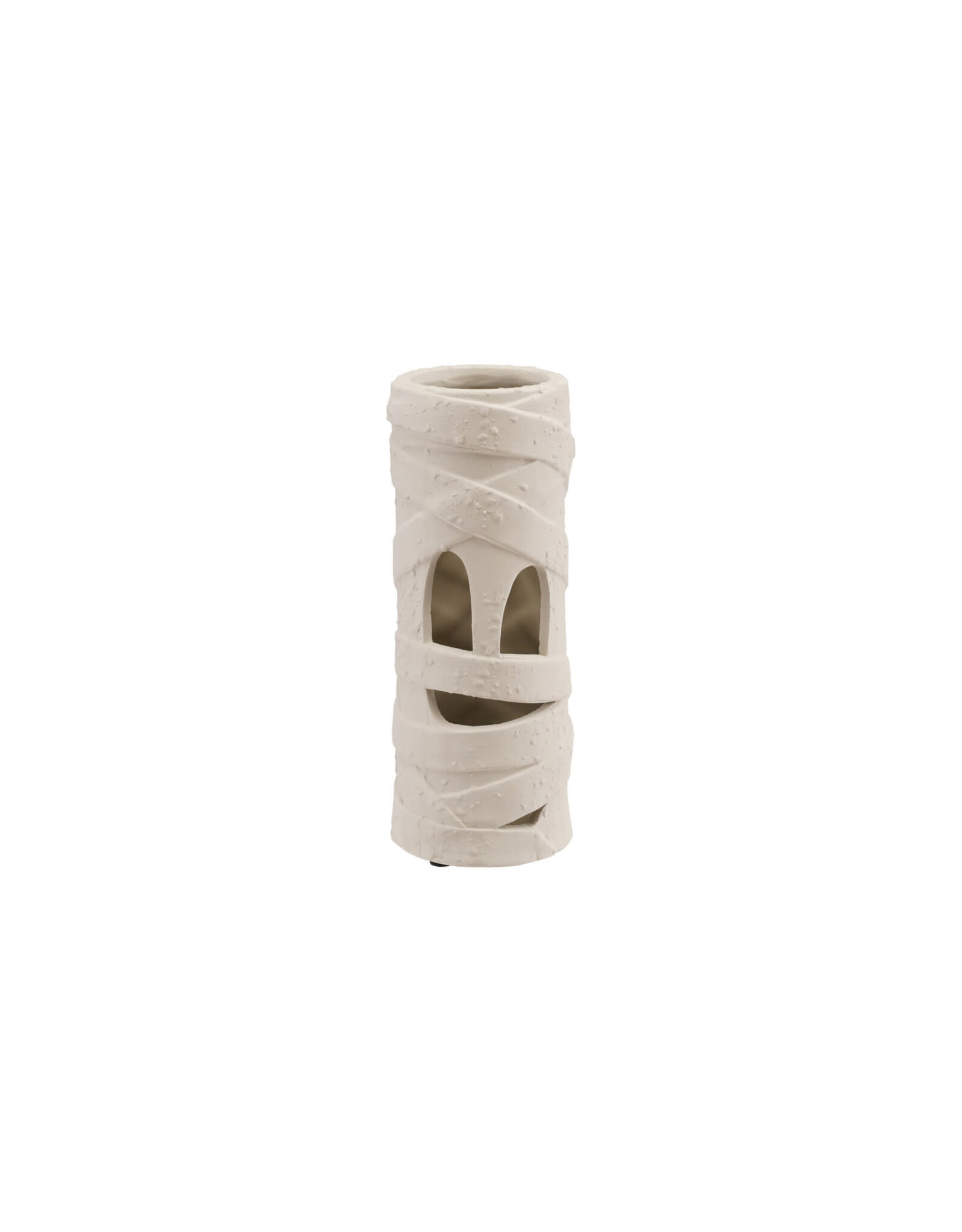 HX1968 Terra-cotta Mummy Lantern with Cut-Outs, White
