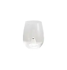 HX1986 18 oz. Stemless Wine Glass with Hand-Blown Ghost Inside, White & Black