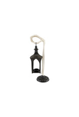 HX2036 Metal Lantern Tealight Holder with Skeleton Hand Holder, Black & Bone Finish