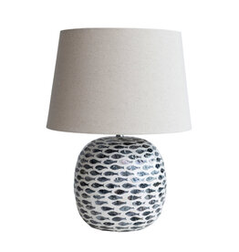 DF7109 13-1/4"Rnd x 20-1/2"H Capiz &  Bamboo Table Lamp, Blue