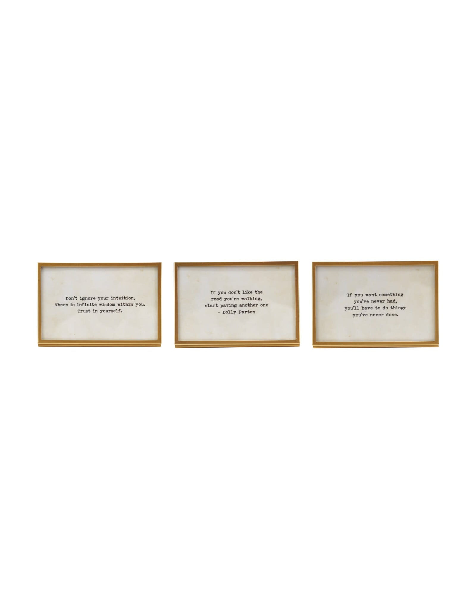 DG1365A Metal & Glass Frame w/ Easel & Saying, Gold, (Holds 4" x 6" Photo)