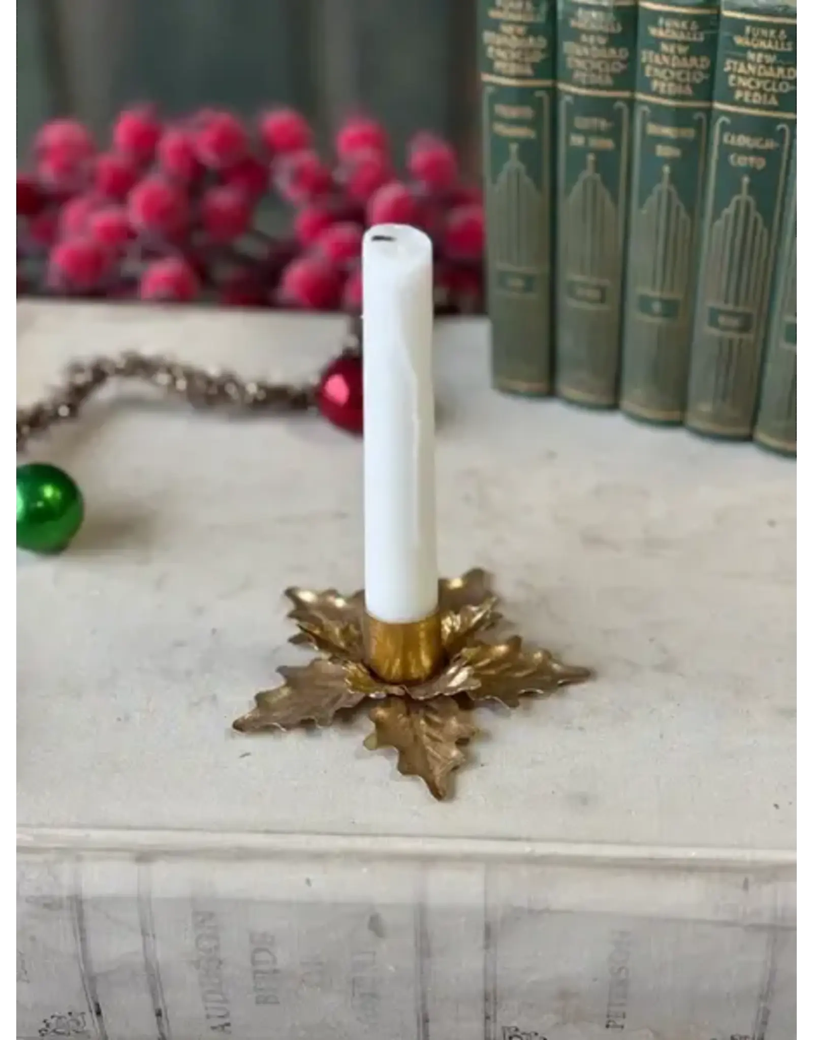 XEW5202 4" Golden Poinsettia Taper Holder
