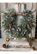 XND2339 20" Holly Hill Cedar Hanging Wreath