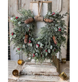 XND2339 20" Holly Hill Cedar Hanging Wreath