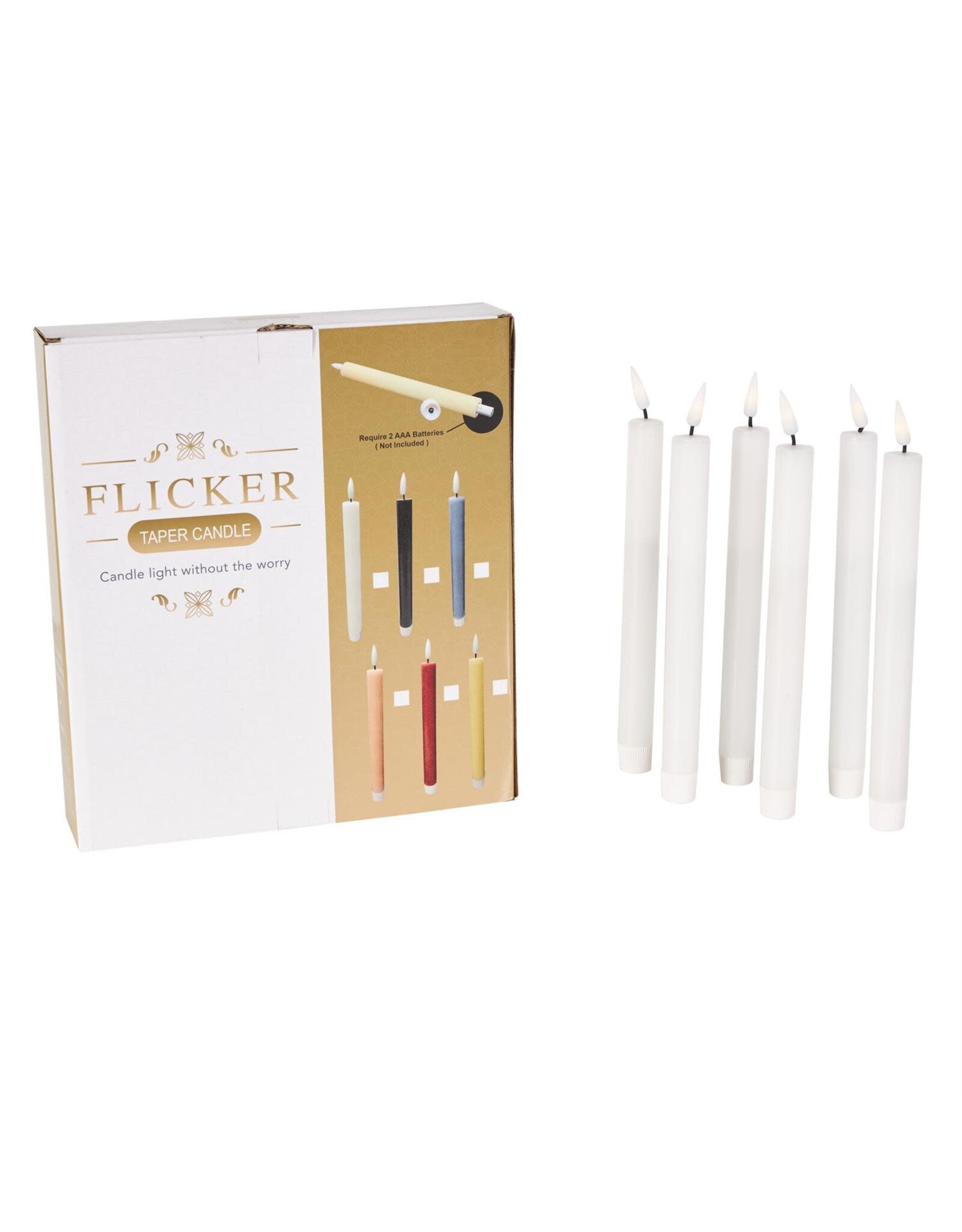 15650 White Wax Indoor Outdoor Flameless Candle with Remote Control, Set of 6 10"H