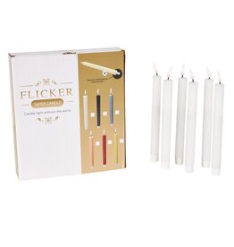 15650 White Wax Indoor Outdoor Flameless Candle with Remote Control, Set of 6 10"H
