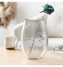 21367 Clear Glass Wide Decorative Vase, 7" x 7" x 12"