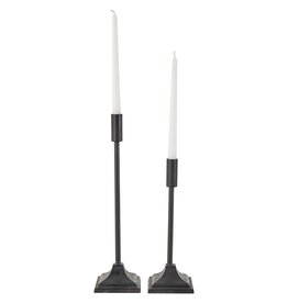 30167 Black Metal Slim Candle Holder w/Sq Base 12"