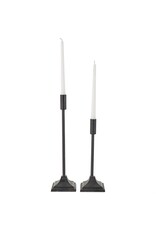 30167 Black Metal Slim Candle Holder w/Sq Base 12"