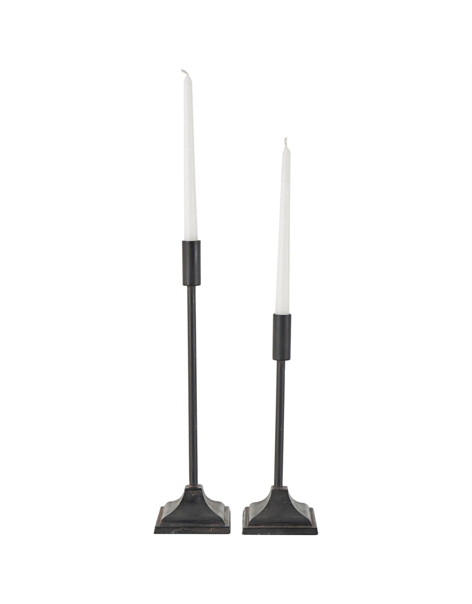 30167 Black Metal Slim Candle Holder w/Sq Base 15"