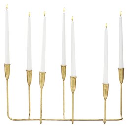 86984 GOLD MTL CANDLE HOLDER 21"W,  10"H