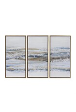 87858 Blue Wall Art w/Gold Frame, Set of 3 20"W, 39"H
