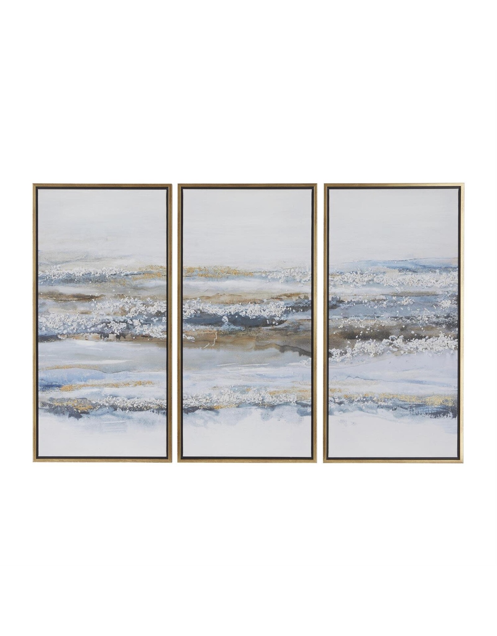 87858 Blue Wall Art w/Gold Frame, Set of 3 20"W, 39"H