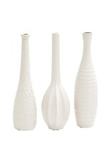 92562 White Slim Textured Bottleneck Vase 3 Asst 3"W, 12"H