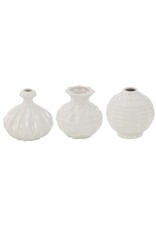 92564 White Ceramic Decorative Vase 3 Asst 6"W, 6"H