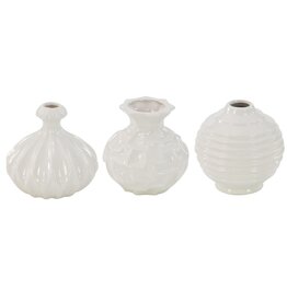 92564 White Ceramic Decorative Vase 3 Asst 6"W, 6"H