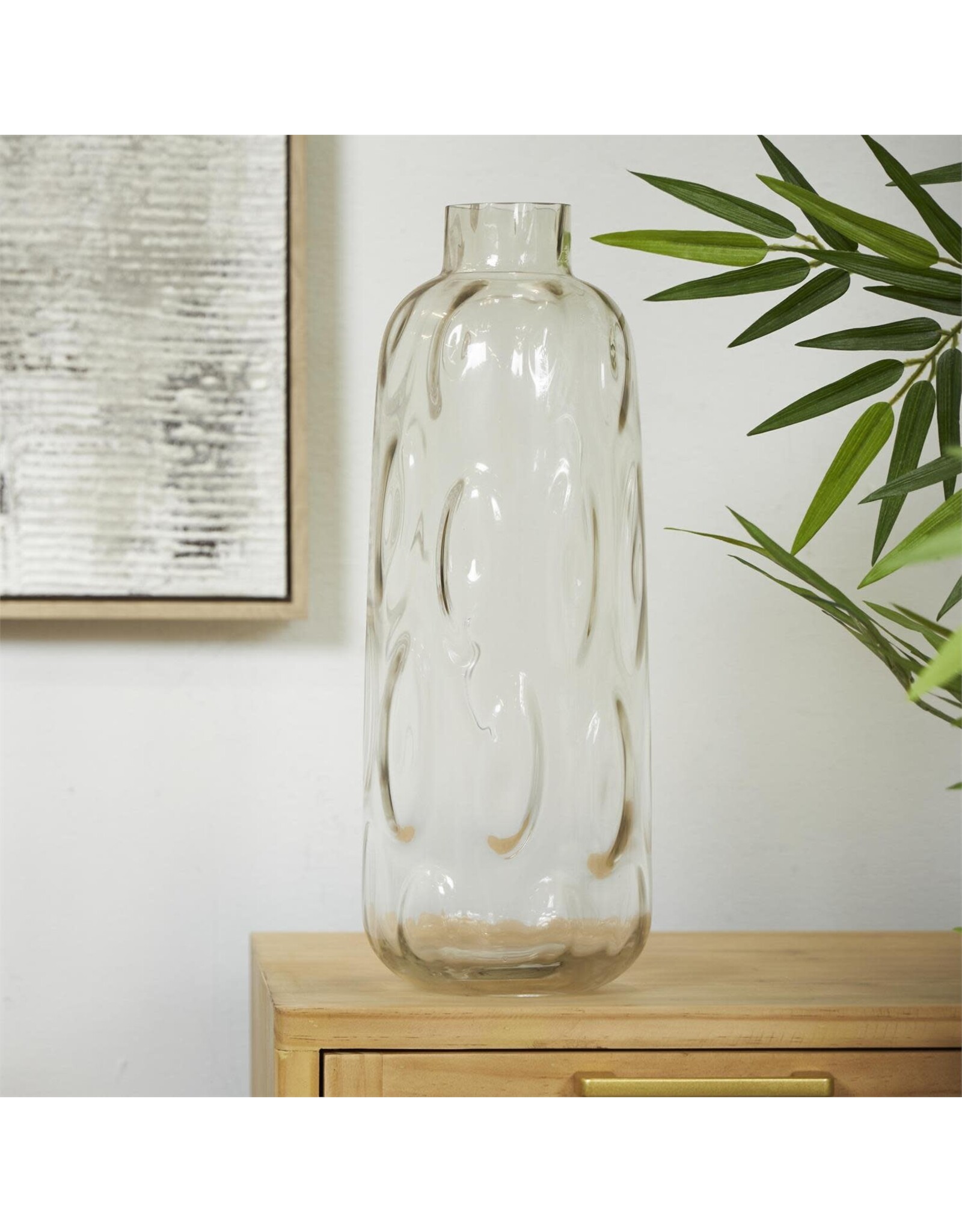 99834 Gray Glass Vase w/Bubble Texture, 7" x 7" x 17"