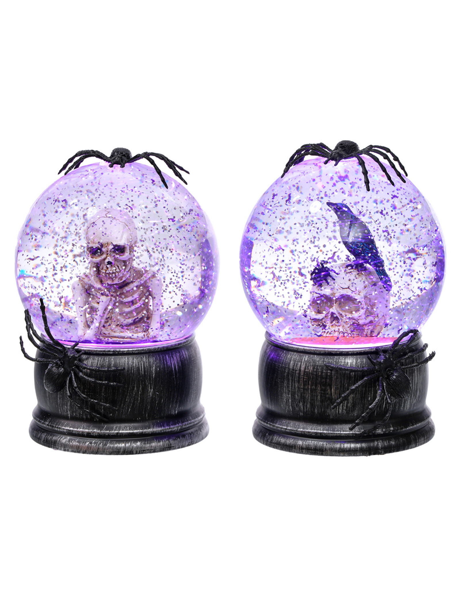 Acrylic Skeleton w/Spider Water Globe w/Sound 2 Asst