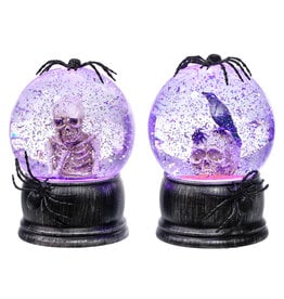 Acrylic Skeleton w/Spider Water Globe w/Sound 2 Asst