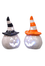 Cer Witch Hat Pumpkin Led 2 Asst