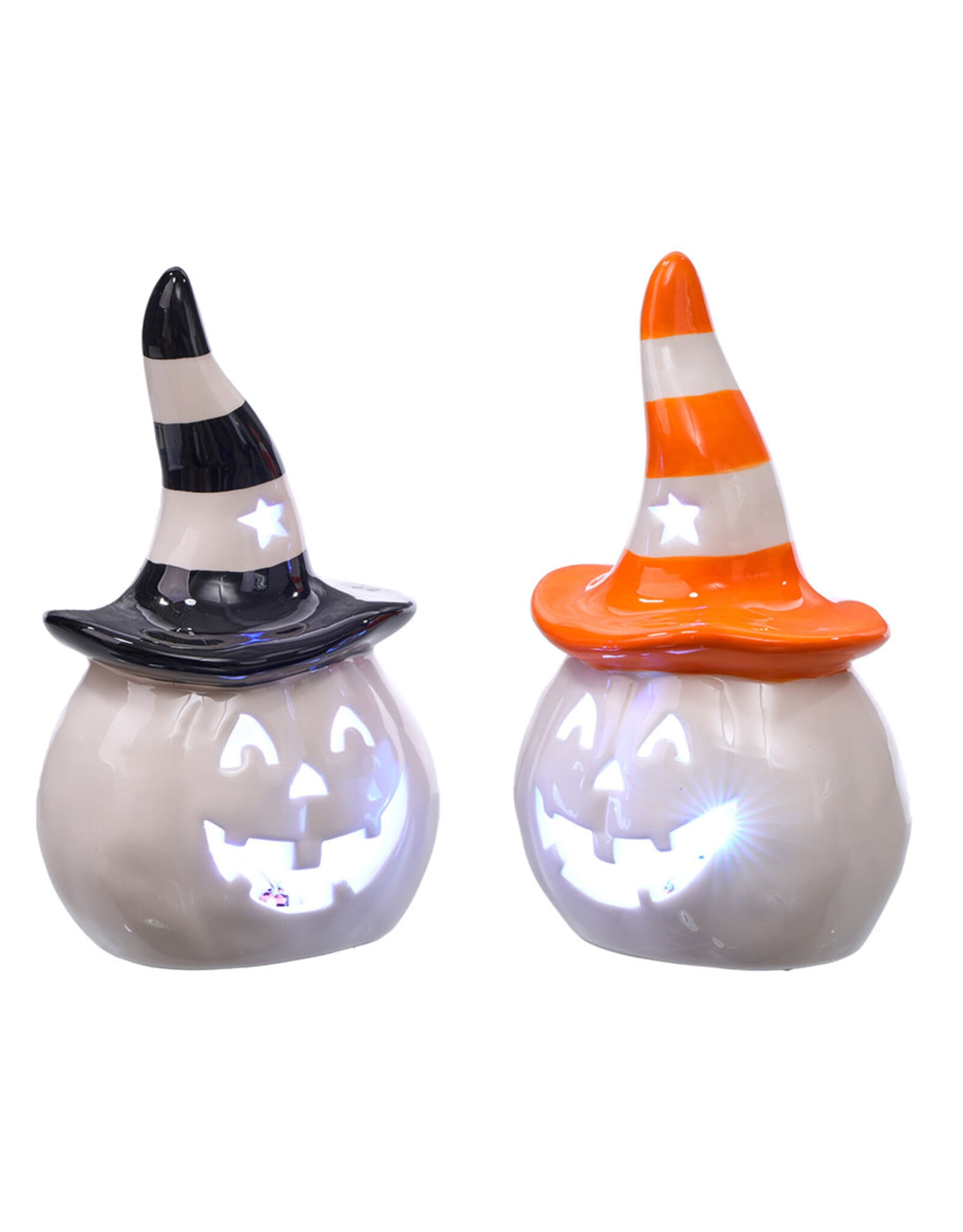 Cer Witch Hat Pumpkin Led 2 Asst