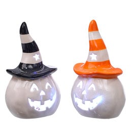 Cer Witch Hat Pumpkin Led 2 Asst