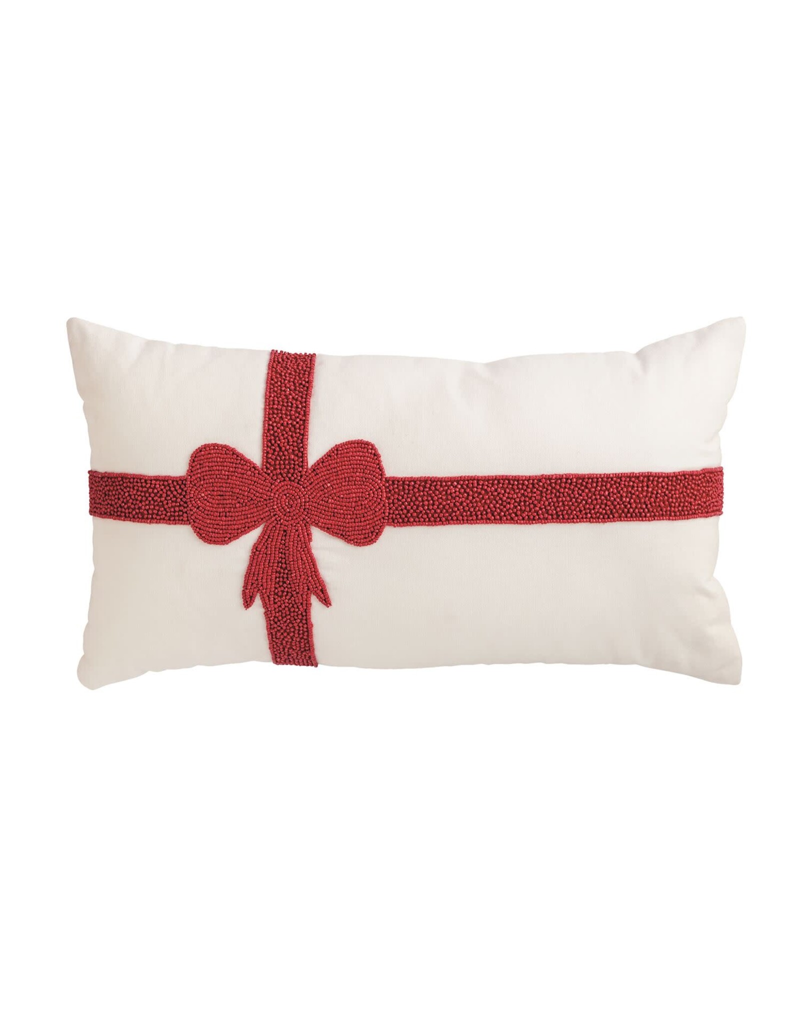 41601229L Lumbar Christmas Bow Beaded Pillow