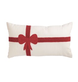 41601229L Lumbar Christmas Bow Beaded Pillow