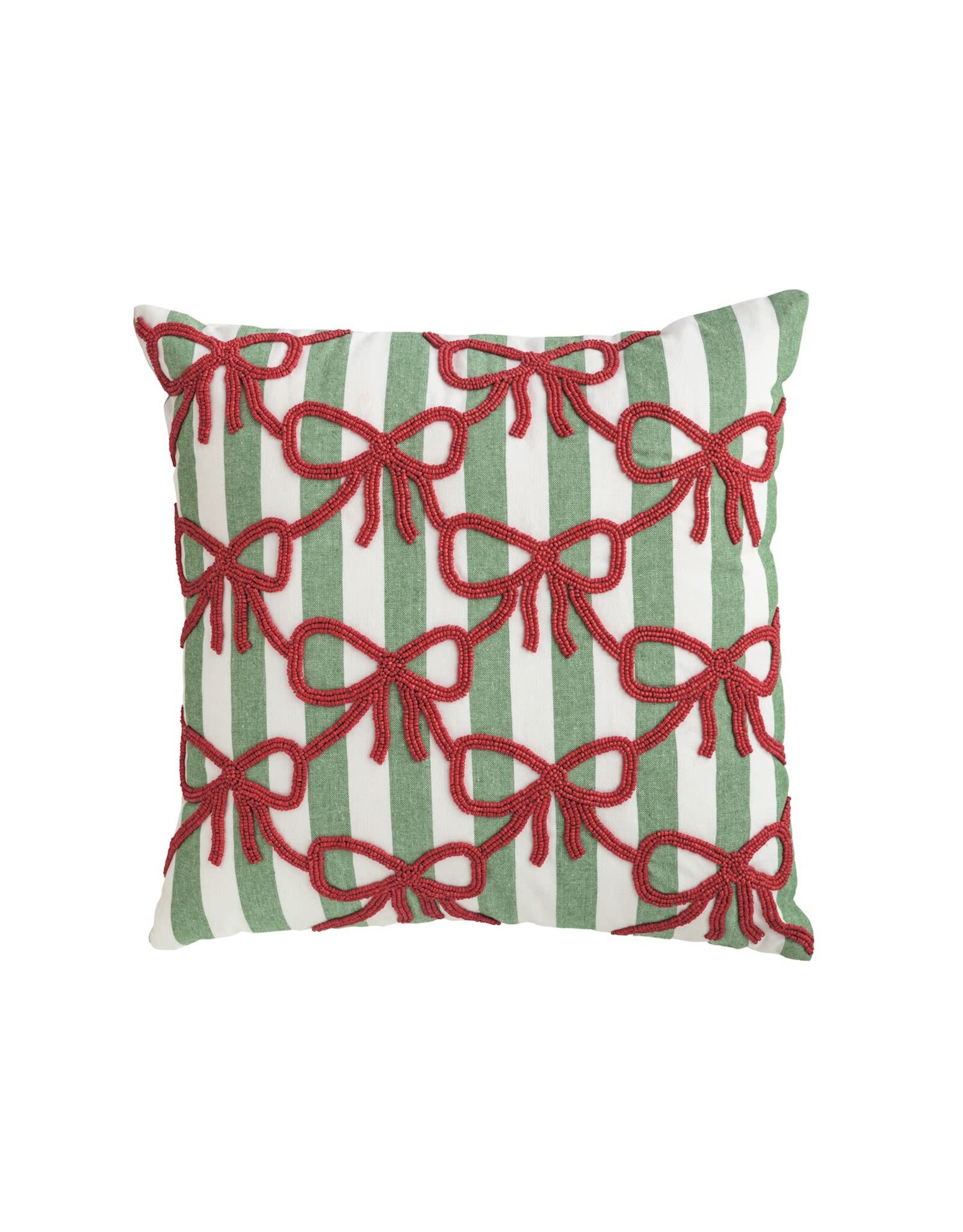 41601229S Square Christmas Bow Beaded Pillow