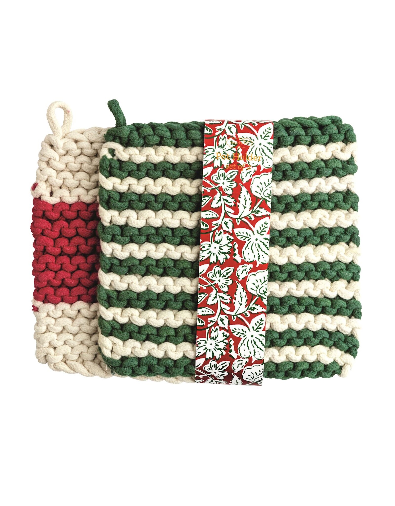 41170119G GREEN STRIPE SET POT HOLDER