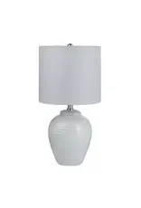 EVCBAP3032A 20"h white ceramic table lamp w/ grey shade