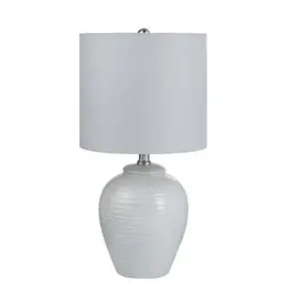 EVCBAP3032A 20"h white ceramic table lamp w/ grey shade