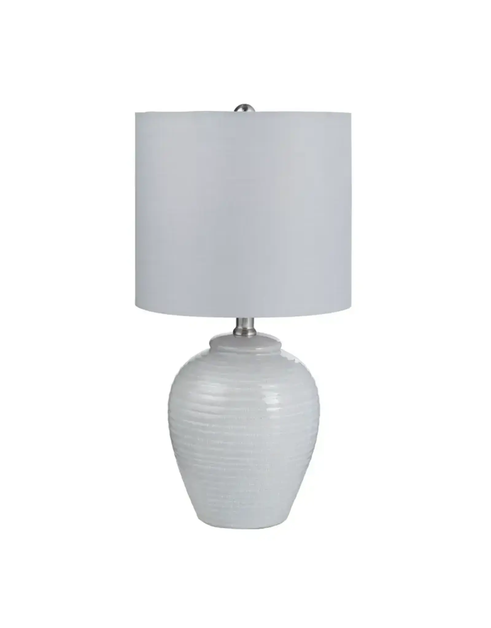 EVCBAP3032A 20"h white ceramic table lamp w/ grey shade