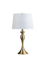 EVCBAER2224SG 25.5" gold steel table lamp w/ white linen shade