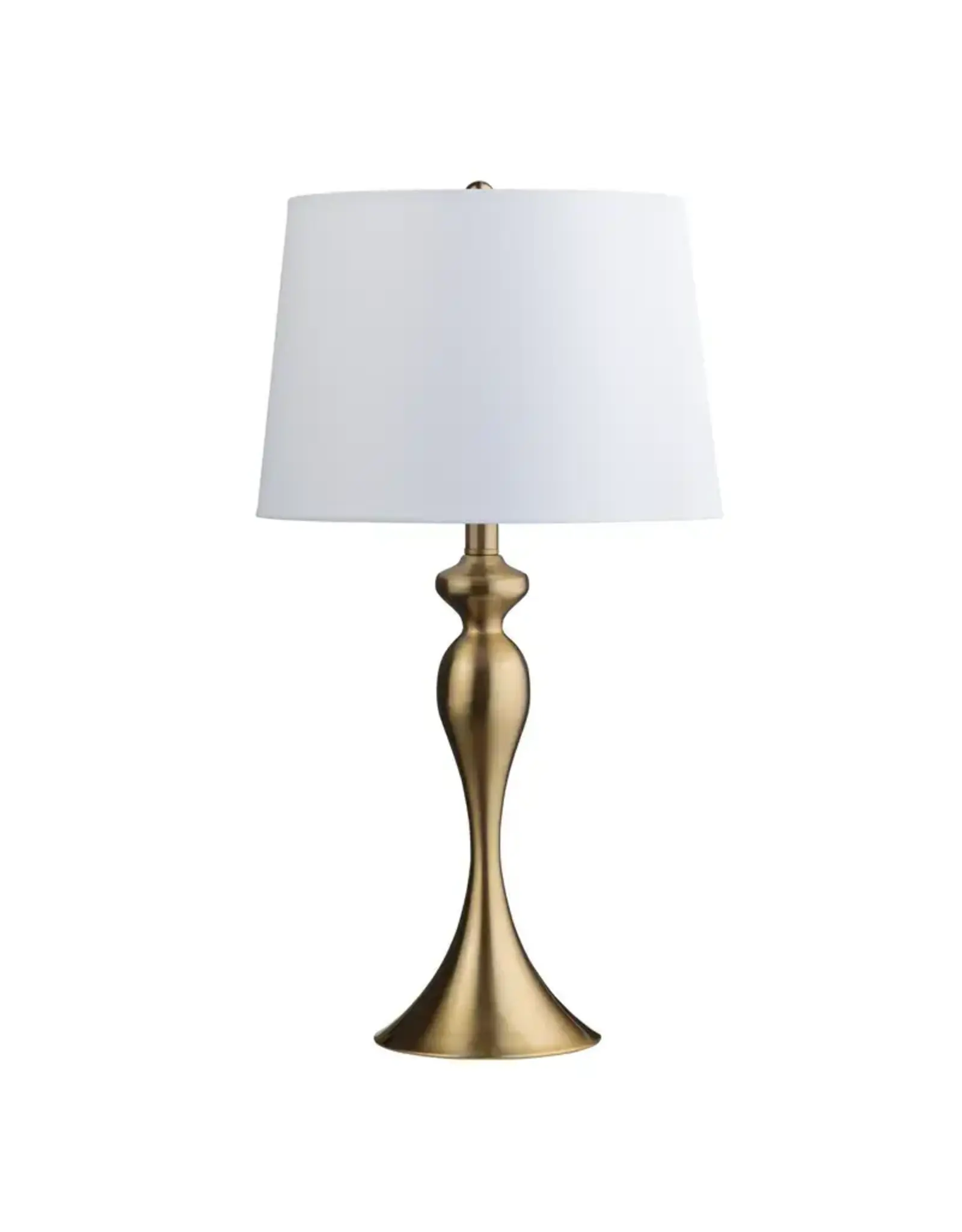 EVCBAER2224SG 25.5" gold steel table lamp w/ white linen shade