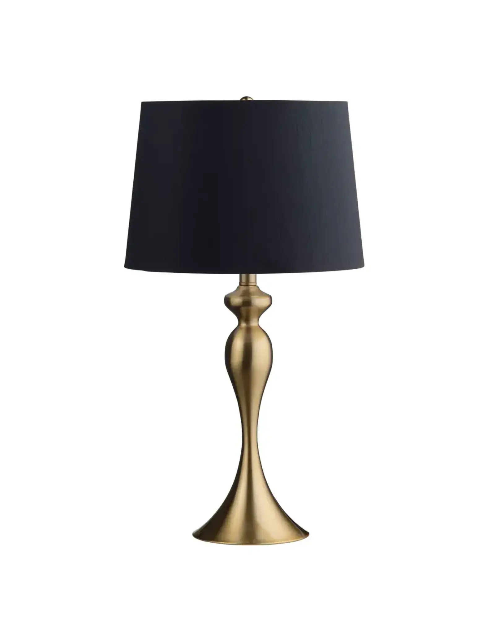 EVCBAER2224SGBLK 26.25"H Gold Metal Table Lamp w/  Black Shade