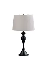 EVCBAER2224BLK 25.5" black steel table lamp w/ grey linen shade