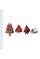 XS8678 Woven Dish Cloths & Tree Shaped Board, Set of 4 Tied with Jute