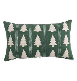 XS8977 24"L x 14"H Cotton Slub Lumbar Pillow w Trees Pattern