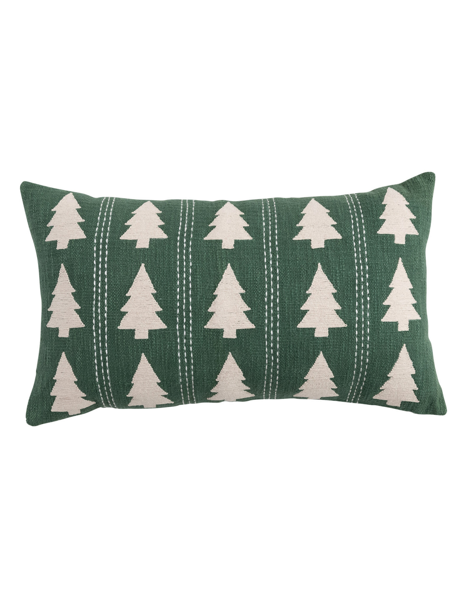 XS8977 24"L x 14"H Cotton Slub Lumbar Pillow w Trees Pattern