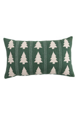 XS8977 24"L x 14"H Cotton Slub Lumbar Pillow w Trees Pattern