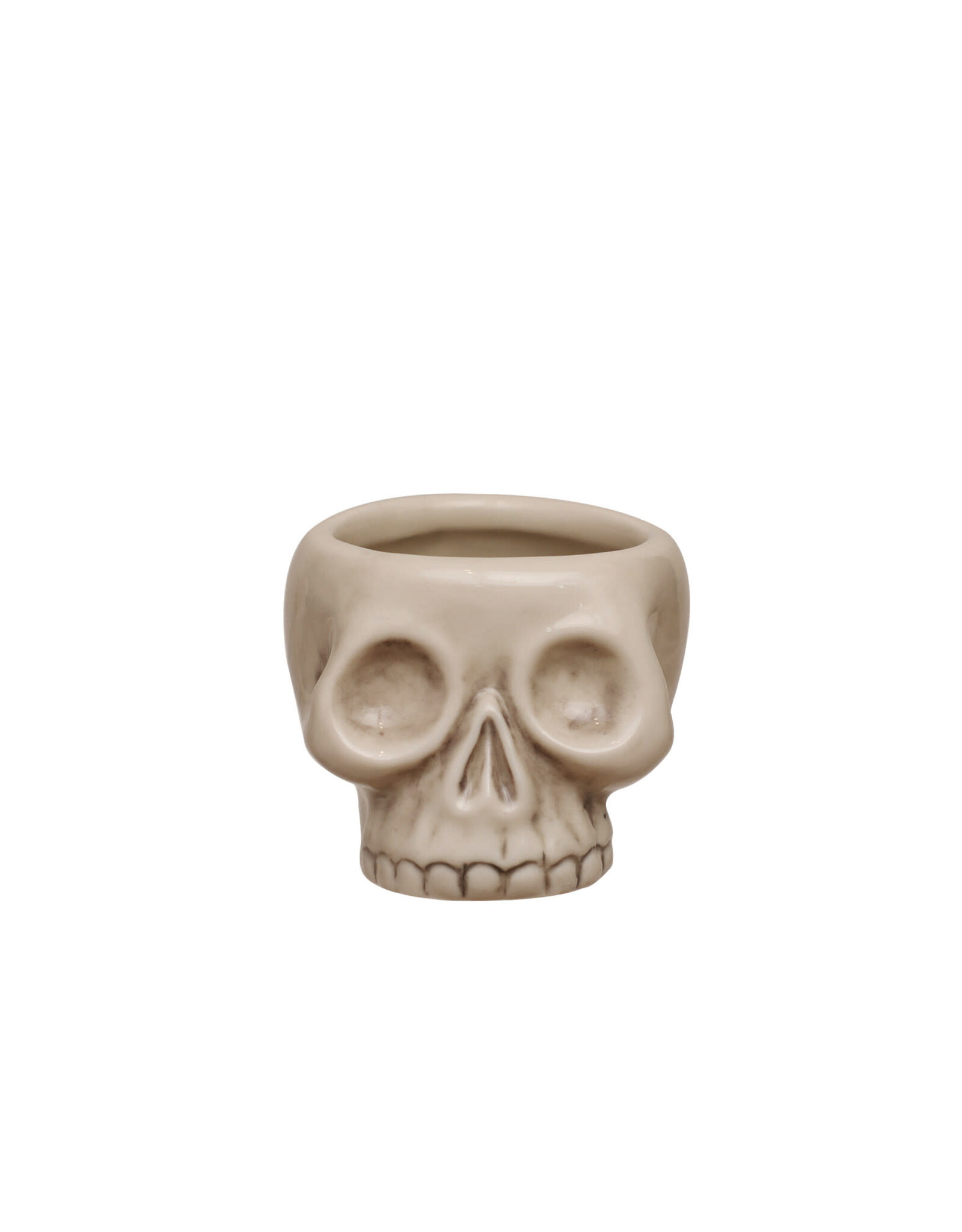 HX2013 Stoneware Skull Shaped Shot Glass White & Black