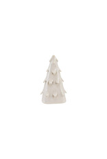 XT0937 Stoneware Tree W/ Cut-Outs & LED Light Cream Color