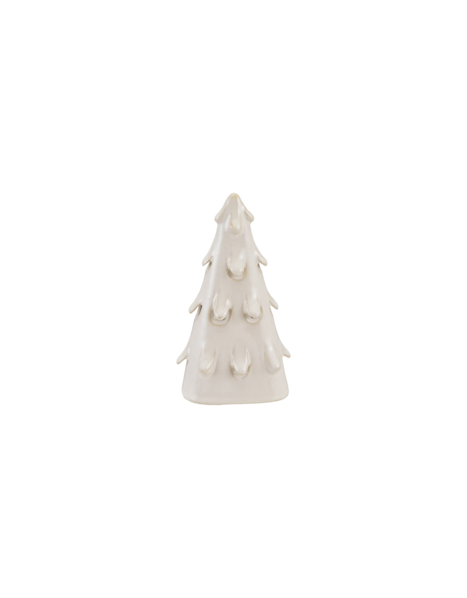 XT0937 Stoneware Tree W/ Cut-Outs & LED Light Cream Color