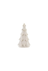 XT0938 Stoneware Tree W Cut-Outs & LED Light Cream Color