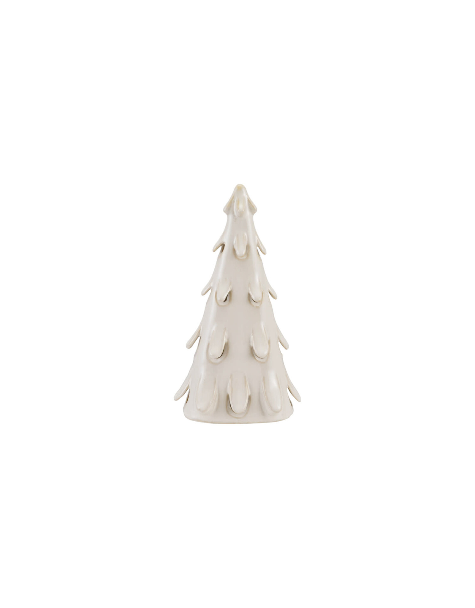 XT0938 Stoneware Tree W Cut-Outs & LED Light Cream Color