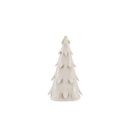 XT0938 Stoneware Tree W Cut-Outs & LED Light Cream Color