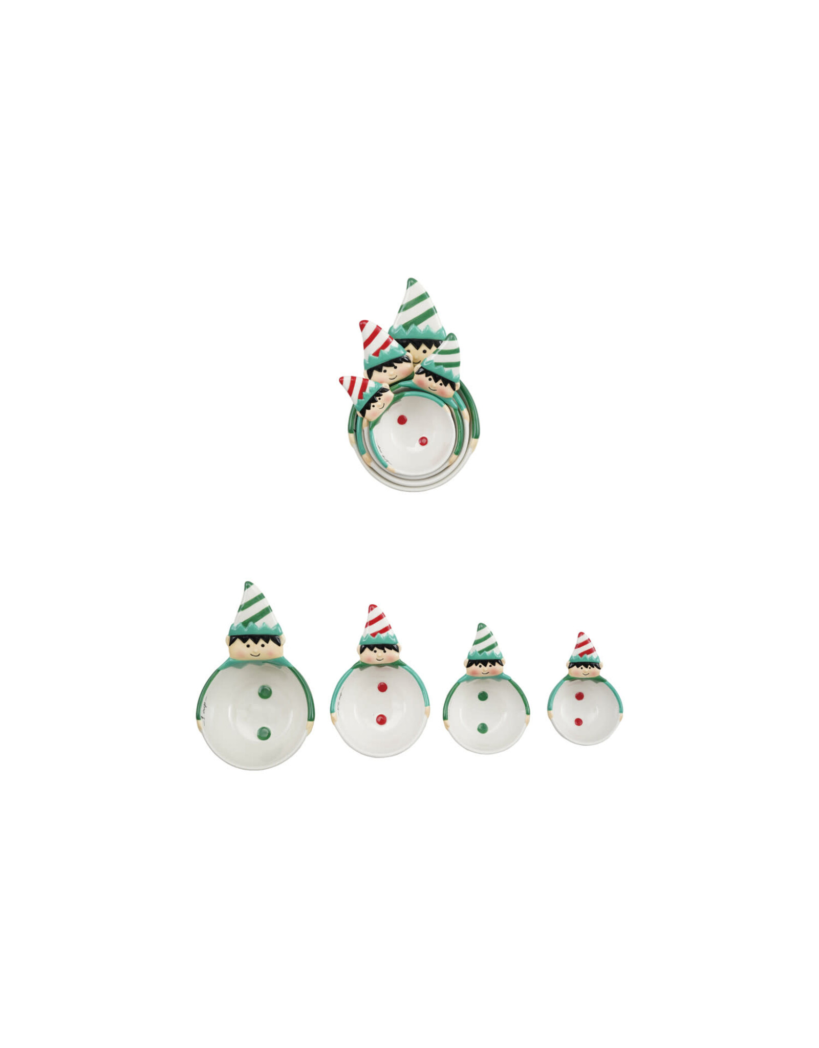 XT1712 S/4 Hand-Painted Ceramic Elf Shaped Measuring Cups